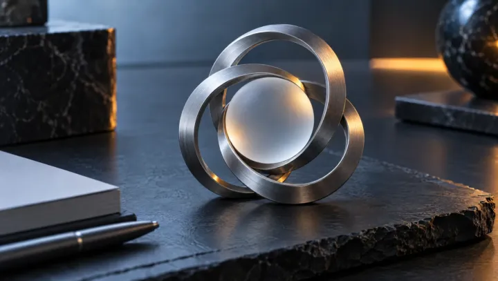 SAFA interlocking rings and frosted seal on slate