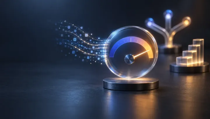 Glass probability dial leaning toward yes, with a branching fork and a small staircase in the background